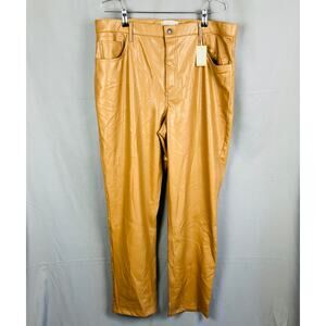Abercrombie Fitch Straight Leg Pants Womens 18 Long Faux Leather Minimalist Chic
